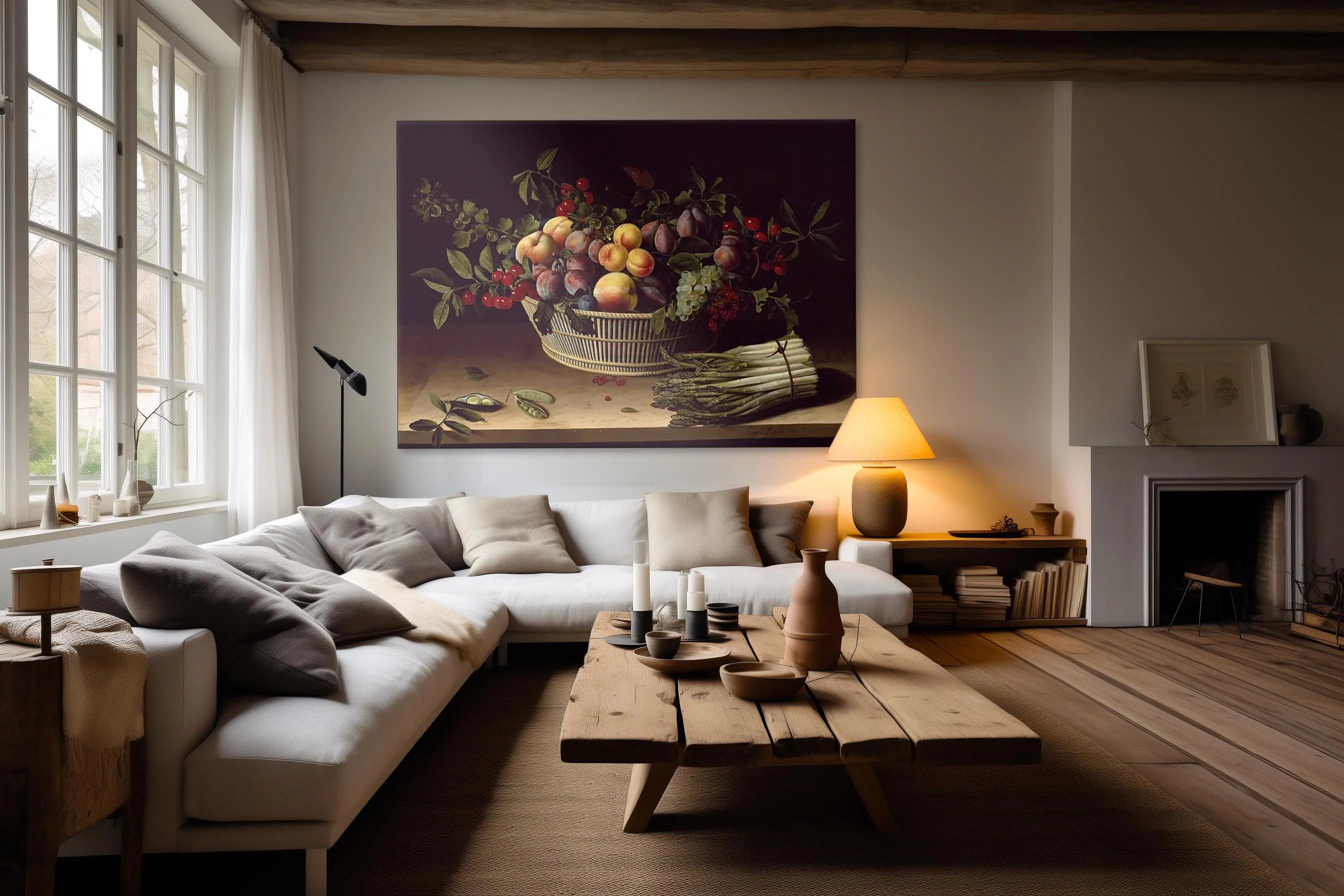 Still Life with a Basket of Fruit and a Bunch of Asparagus