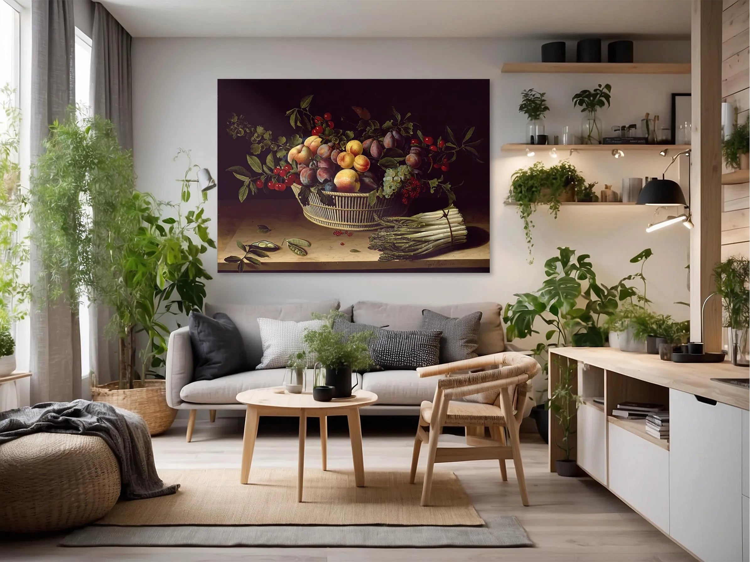 Still Life with a Basket of Fruit and a Bunch of Asparagus
