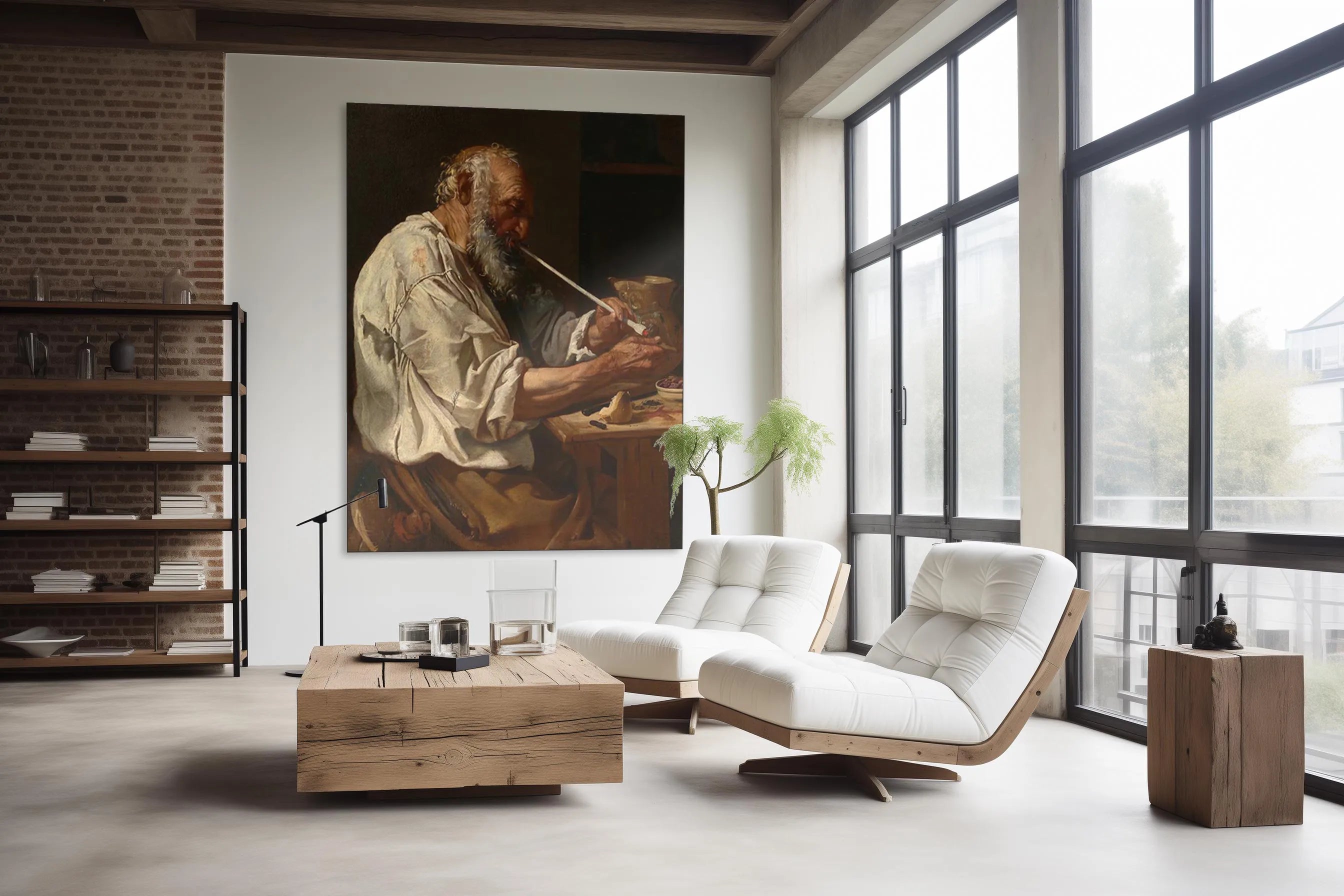 Old Man Lighting a Pipe