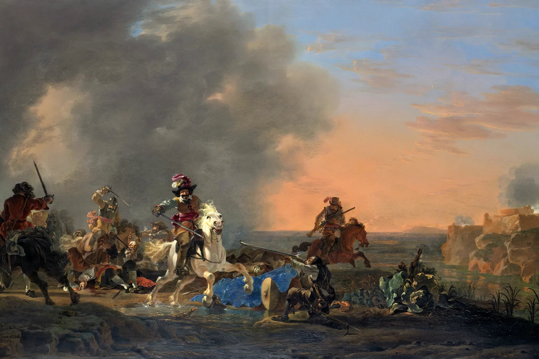 Cavalry Attack at Sunset