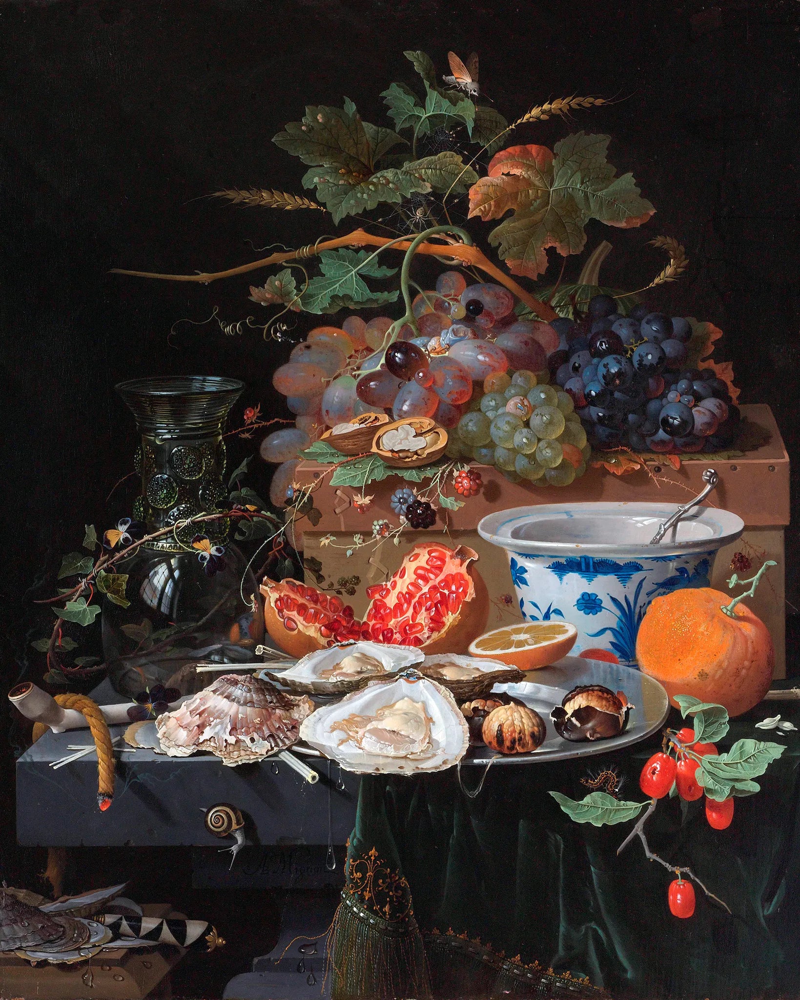 Still Life with Fruit, Oysters, and a Porcelain Bowl