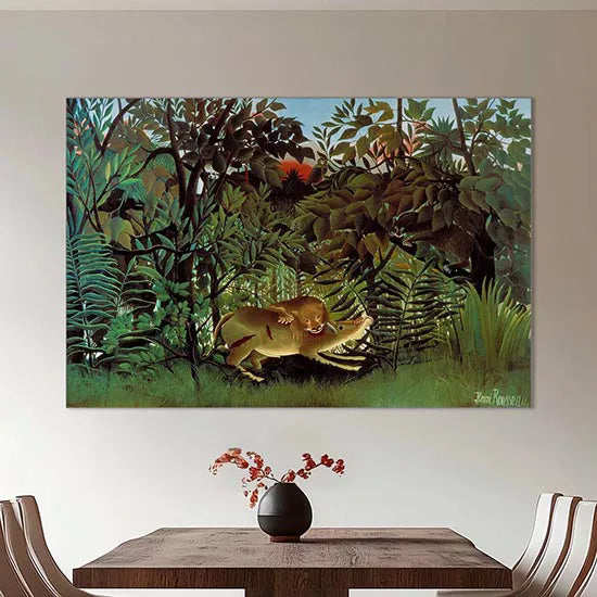 The Hungry Lion Attacking An Antelope