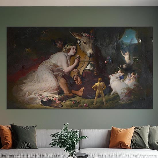 Scene from A Midsummer Night's Dream. Titania and Bottom