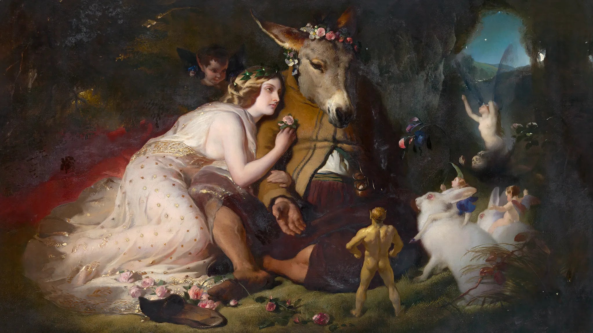 Scene from A Midsummer Night's Dream. Titania and Bottom