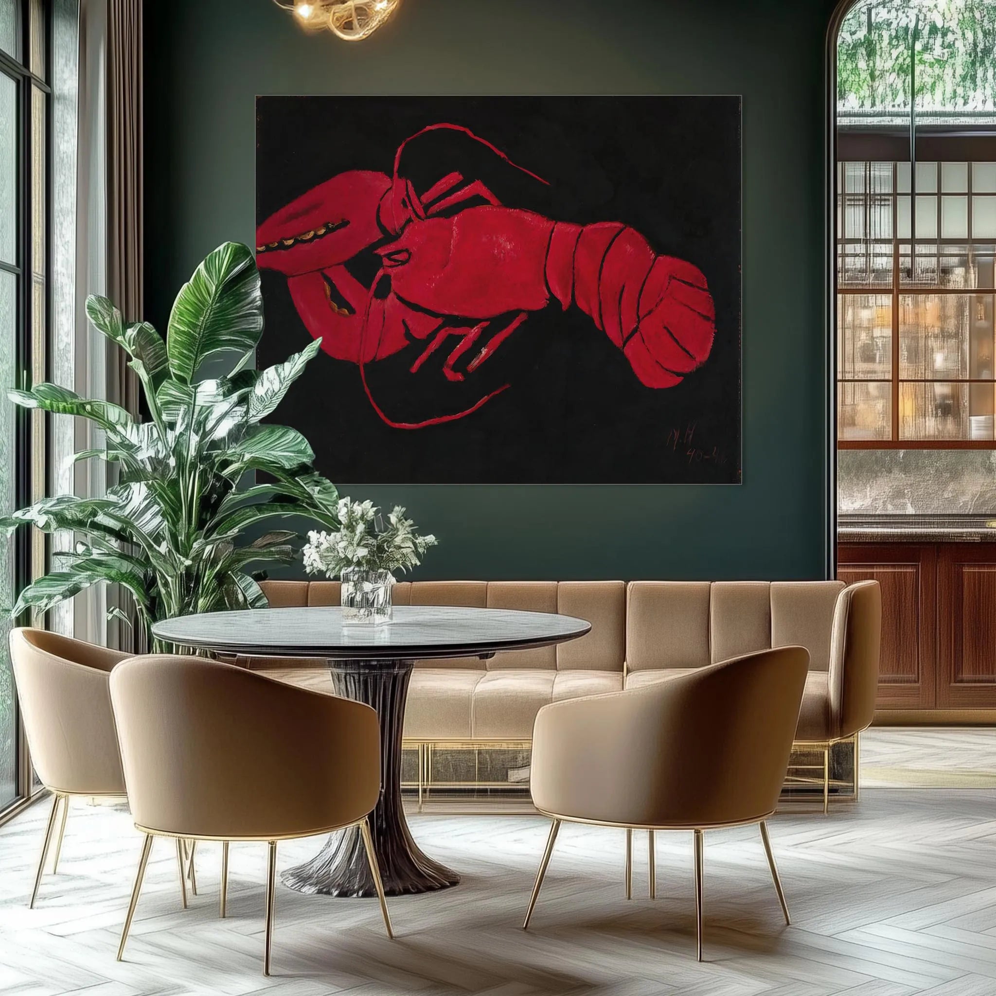 Lobster on Black Background