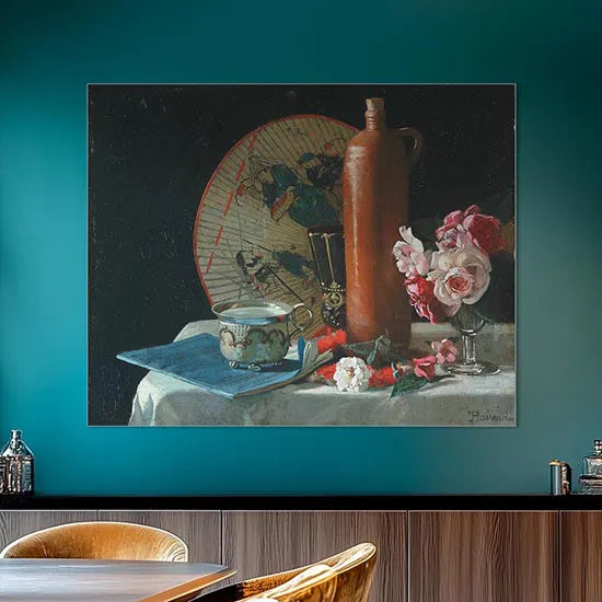 Still Life with Fan and Roses