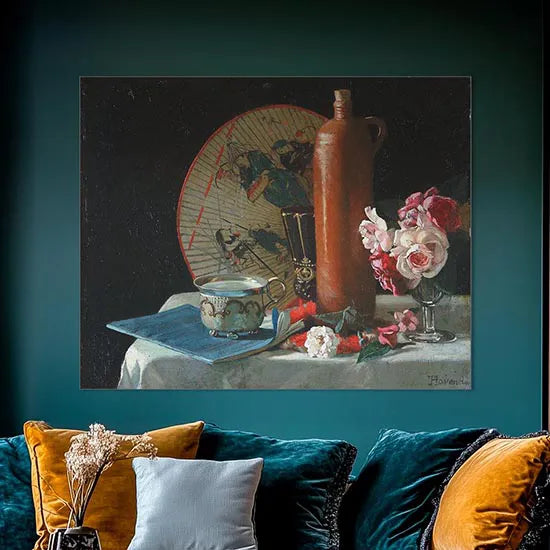 Still Life with Fan and Roses