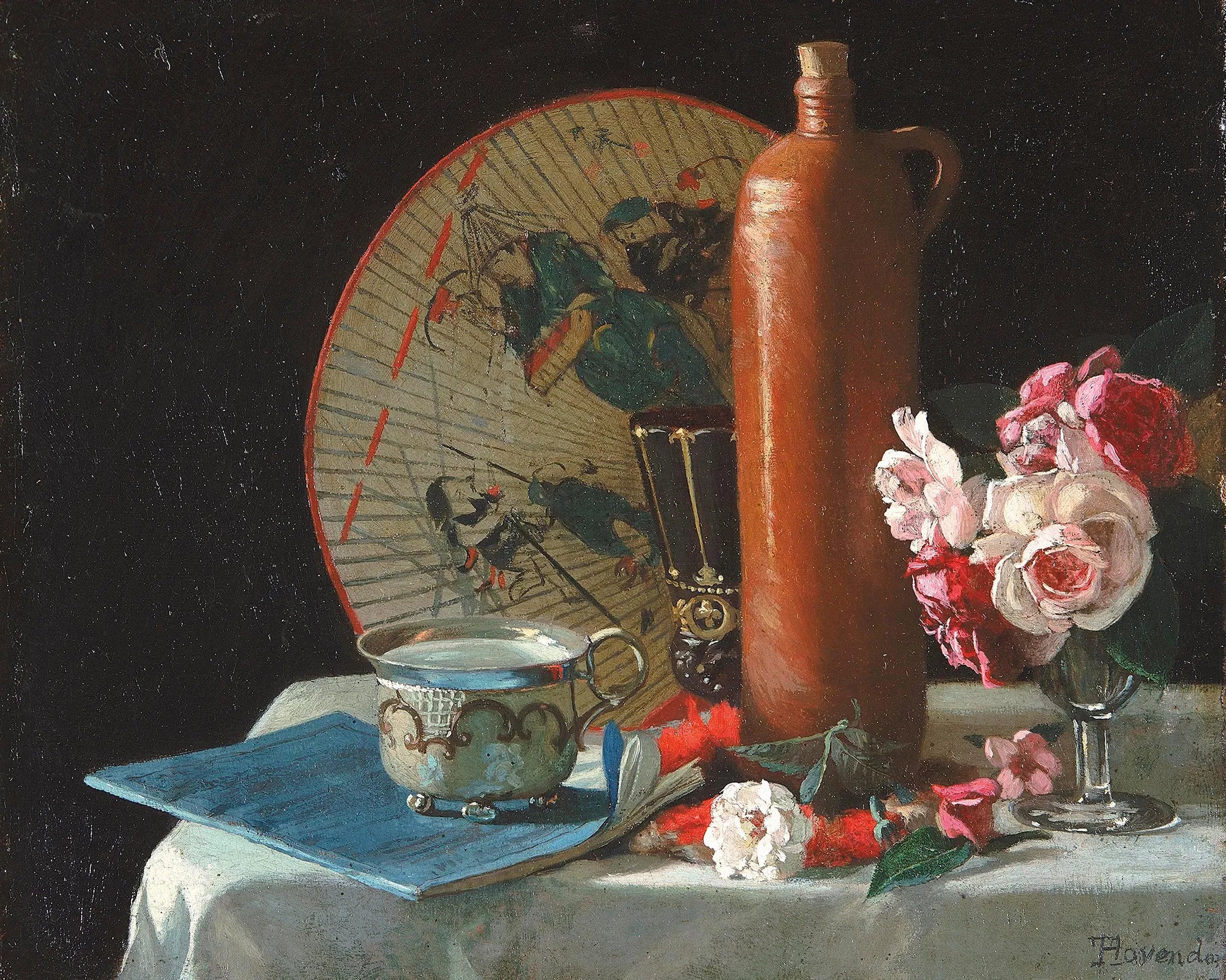 Still Life with Fan and Roses