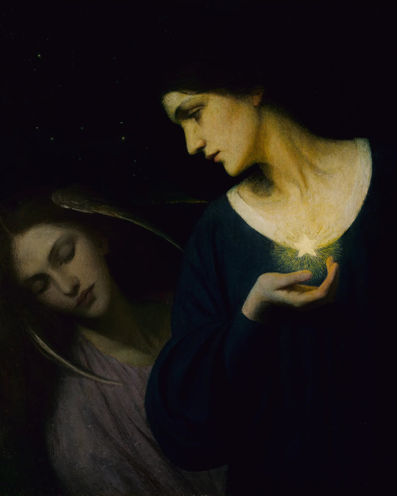 Night and Her Daughter Sleep