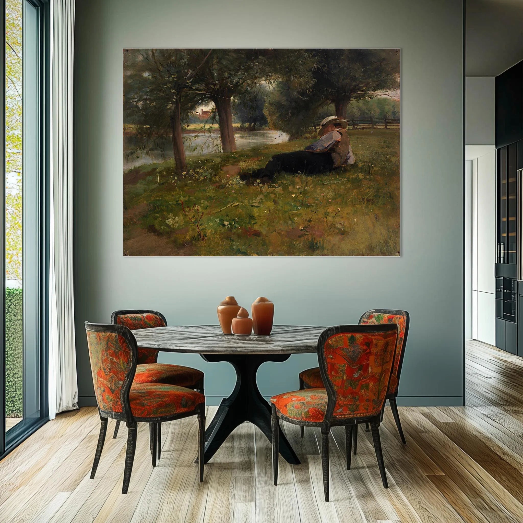 Man Reclining beside a Stream