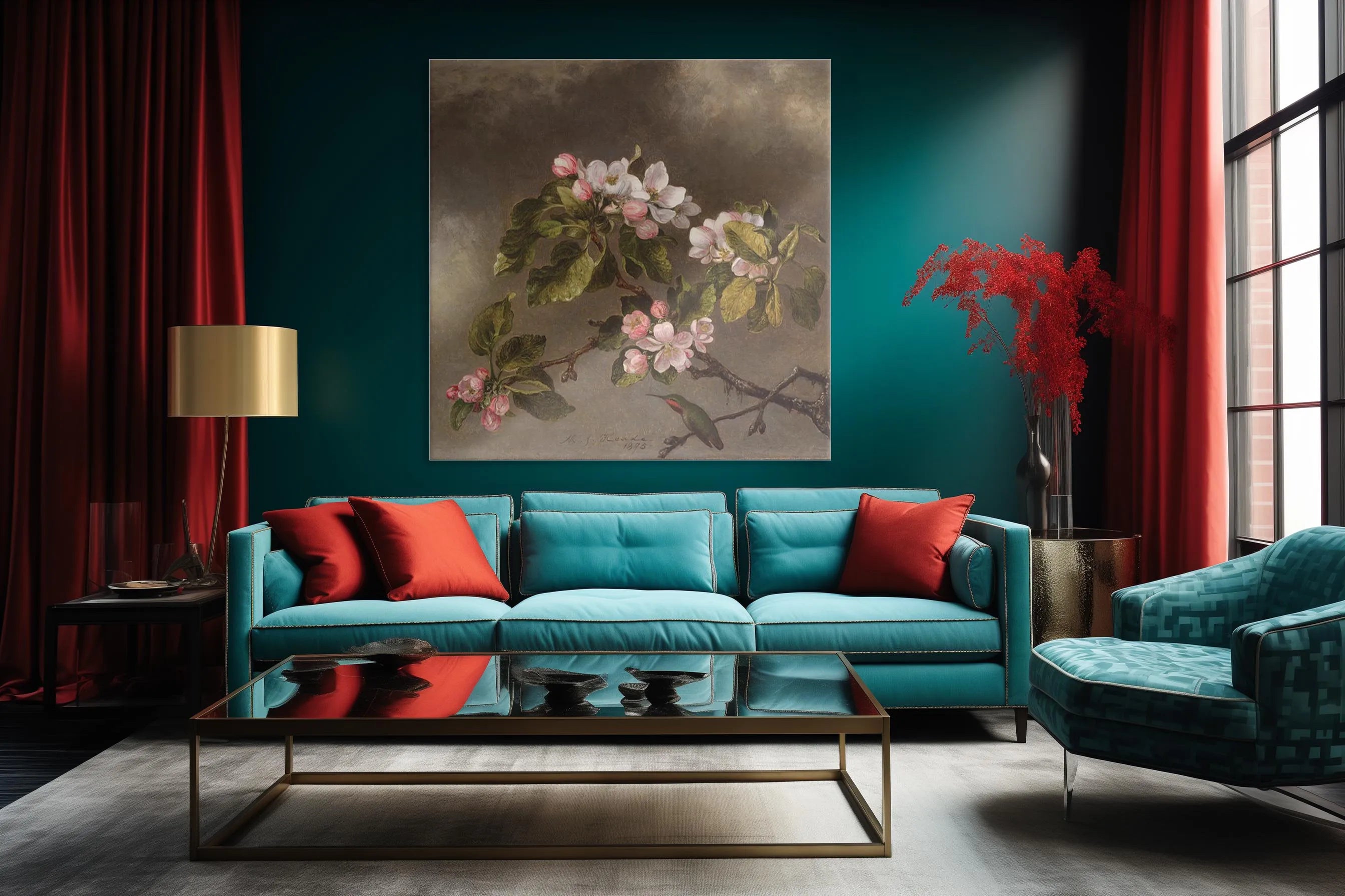 Hummingbird and Apple Blossoms