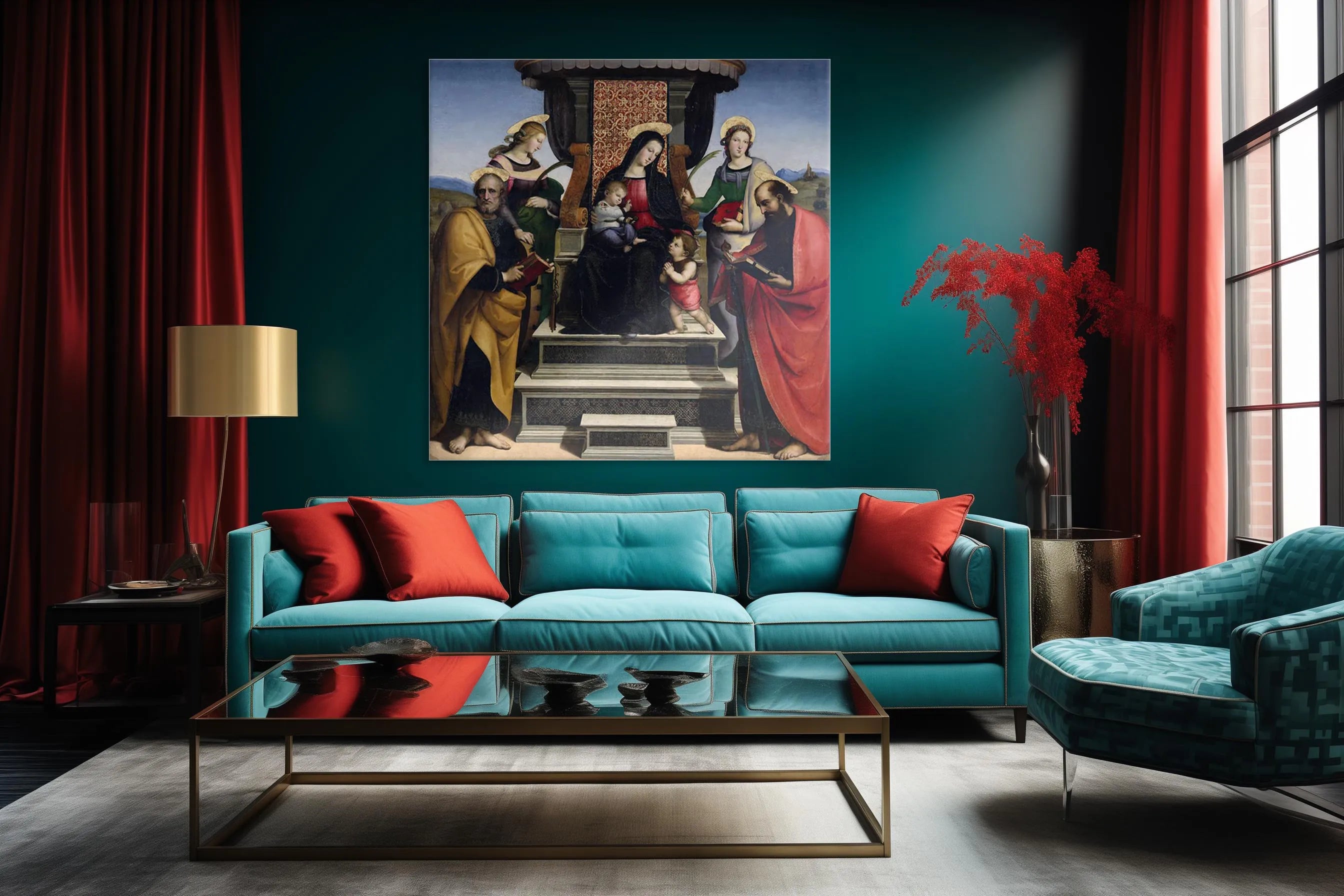 Thronende Madonna mit Kind und Heiligen