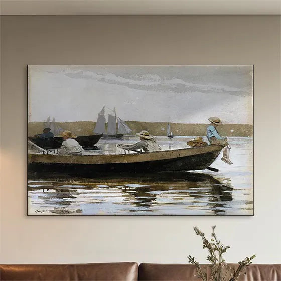Jungs in einem Dory
