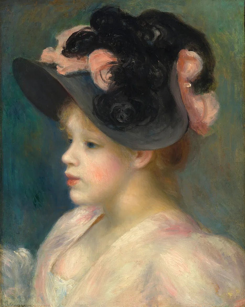 Young Girl in a Pink-and-Black Hat