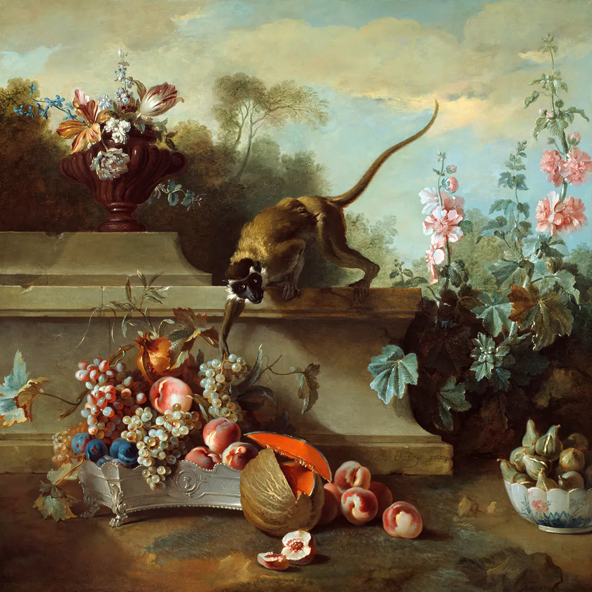 Still Life with Monkey, Fruits, and Flowers