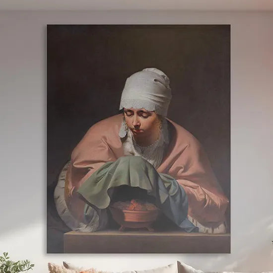 A Young Woman Warming her Hands over a Brazier: Allegory of Winter