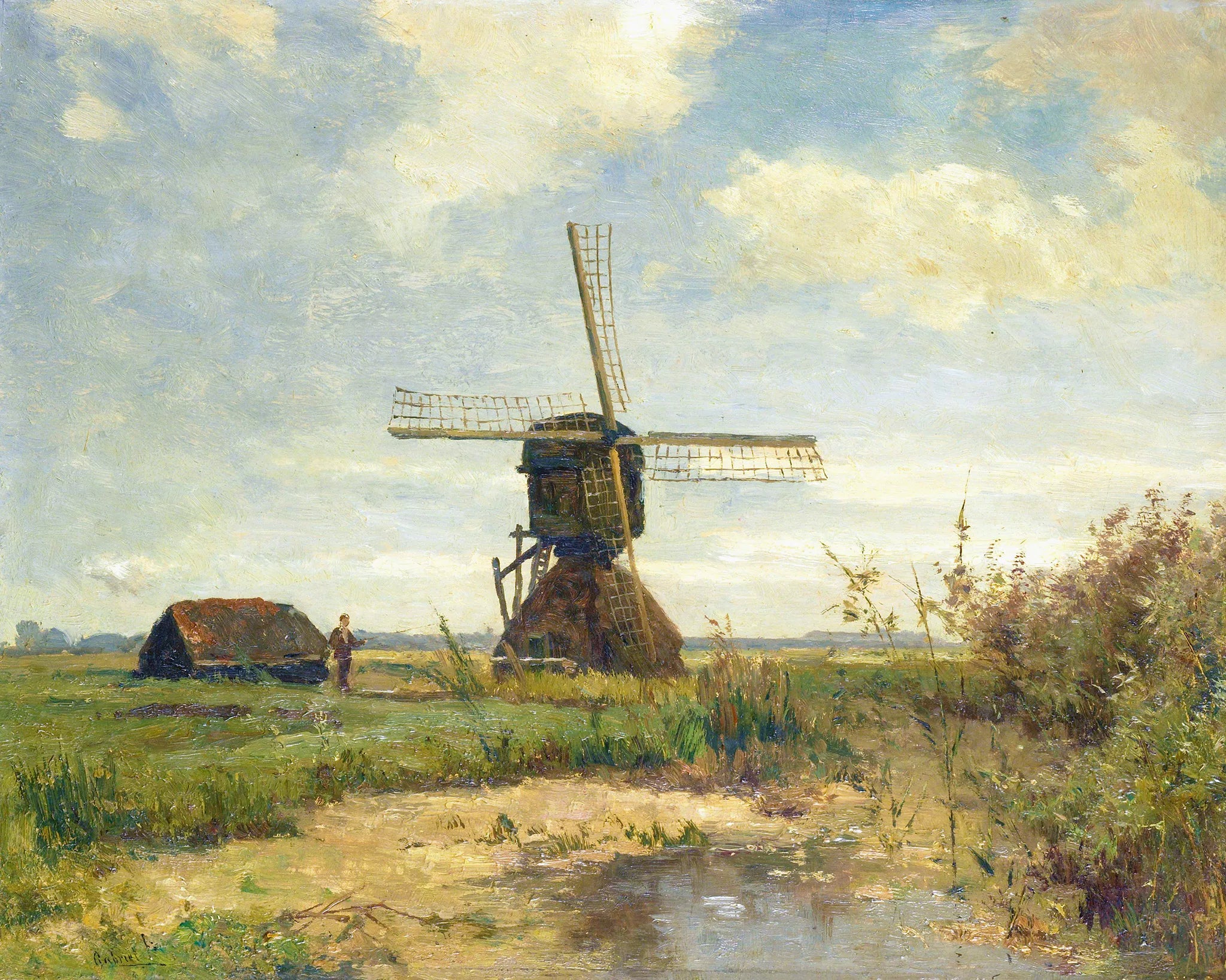 Sunny Day', eine Windmühle an einem Wasserweg