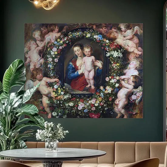 Madonna in Floral Wreath