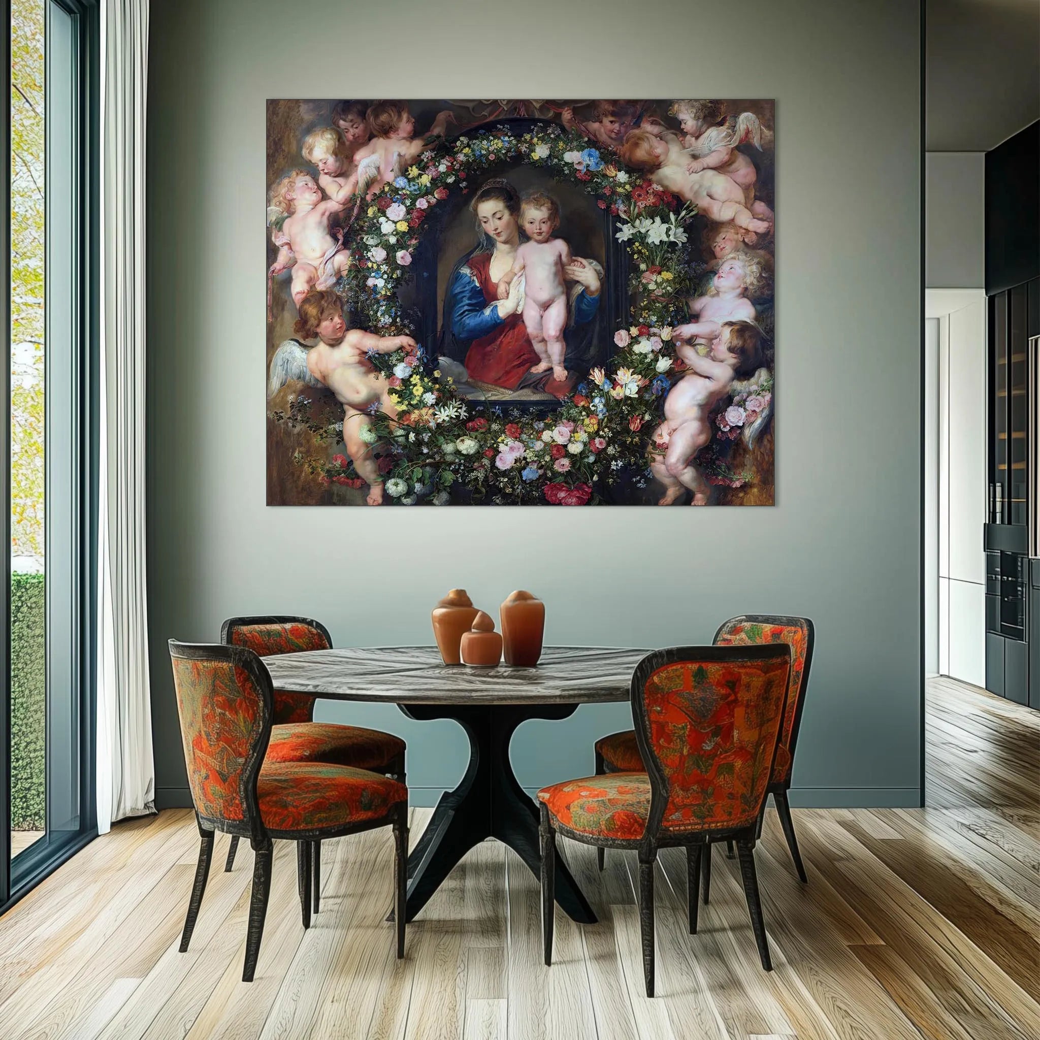 Madonna in Floral Wreath