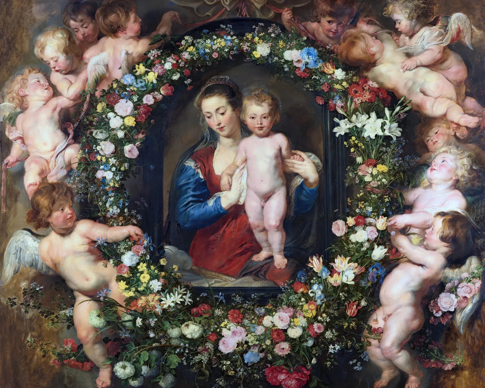 Madonna in Floral Wreath