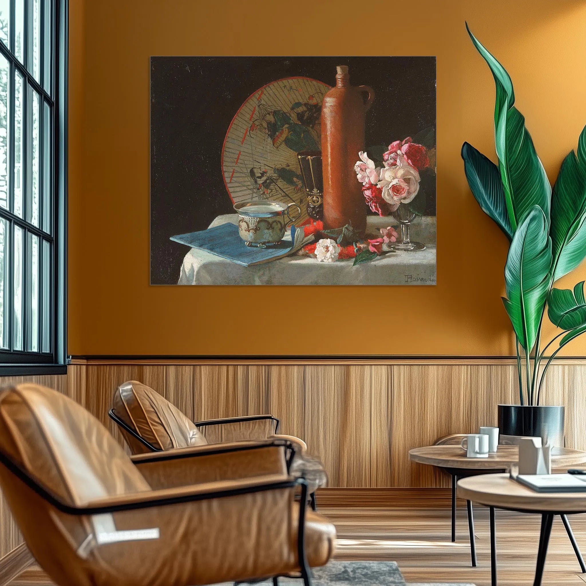 Still Life with Fan and Roses