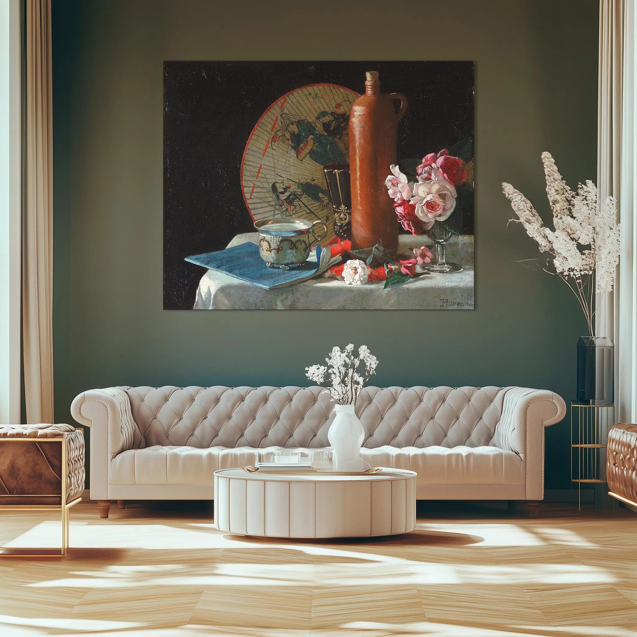 Still Life with Fan and Roses