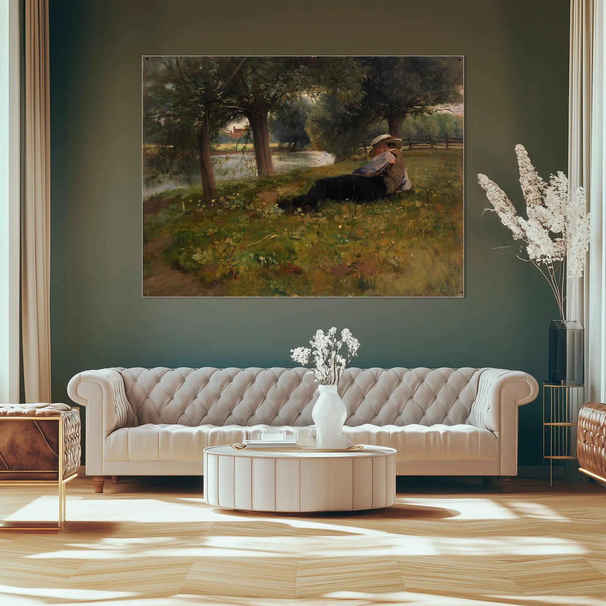 Man Reclining beside a Stream